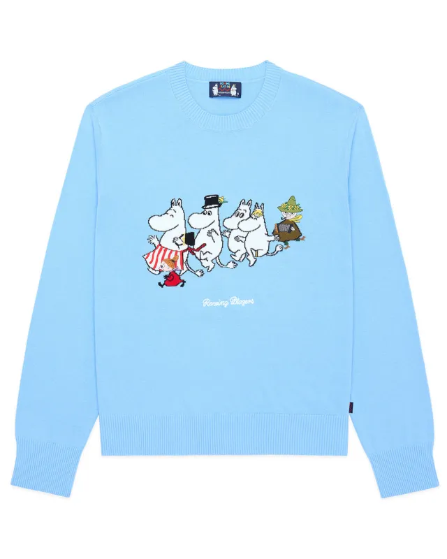 Men’s Moomin Cotton Marching Sweater Blue made by Rowing Blazers