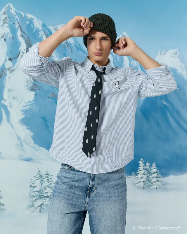 Men’s Moomin Banker Stripe Oxford Shirt Bright Blue Stripe made by Rowing Blazers