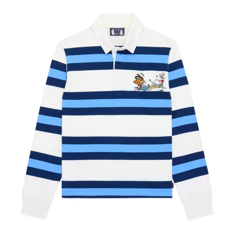 Men’s Moomin Cotton Rugby Blue White Stripe sold by Rowing Blazers