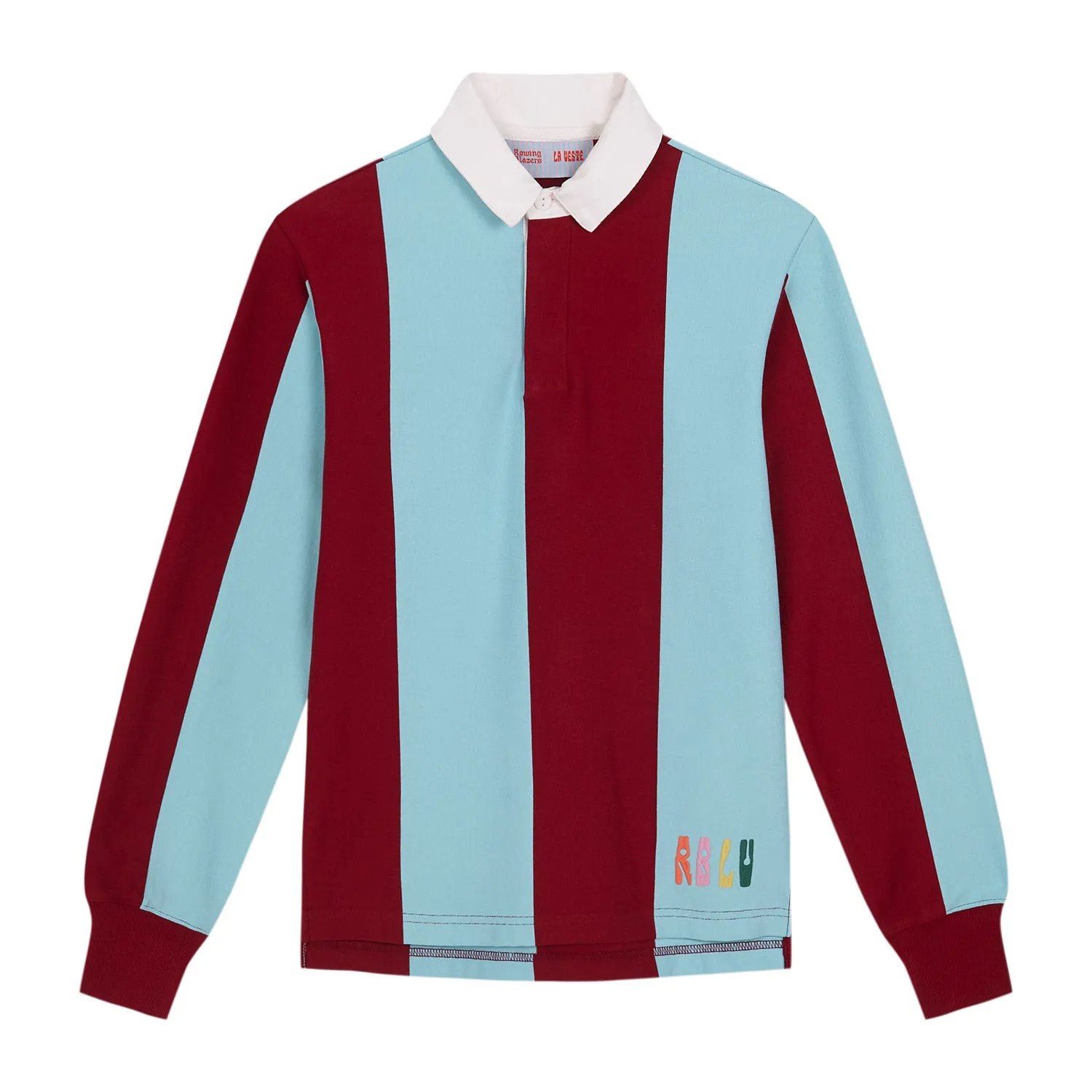 Women's La Veste Striped Rugby Blue and Burgundy sold by Rowing Blazers
