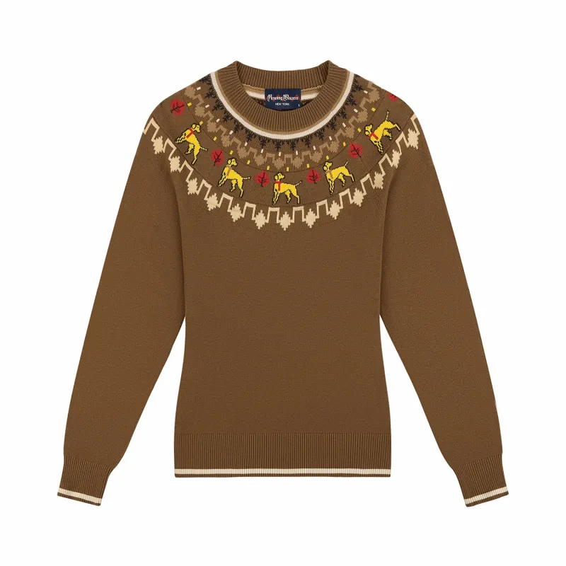 Cotton Thanksgiving Fairisle Sweater Brown made by Rowing Blazers