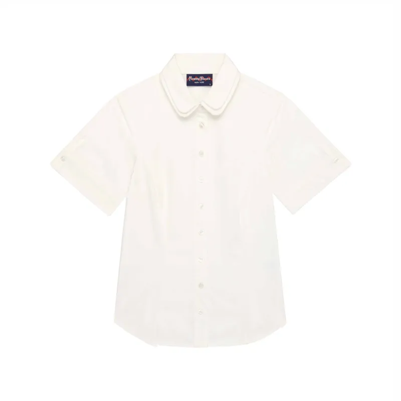 Women's Short Sleeve Collar Button Down White made by Rowing Blazers