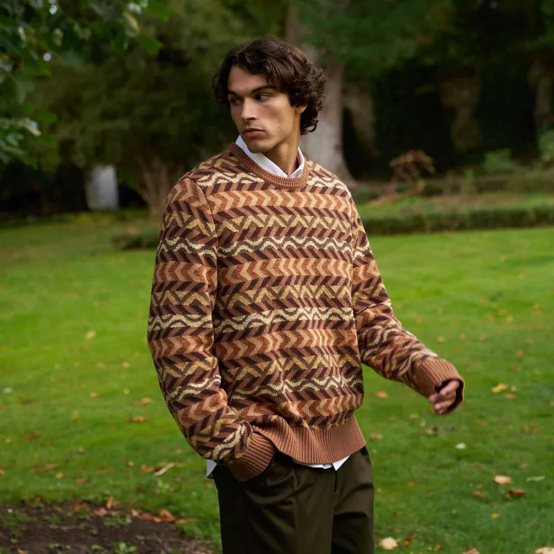 Men's Multi Stripe Sweater Brown Multi sold by Rowing Blazers