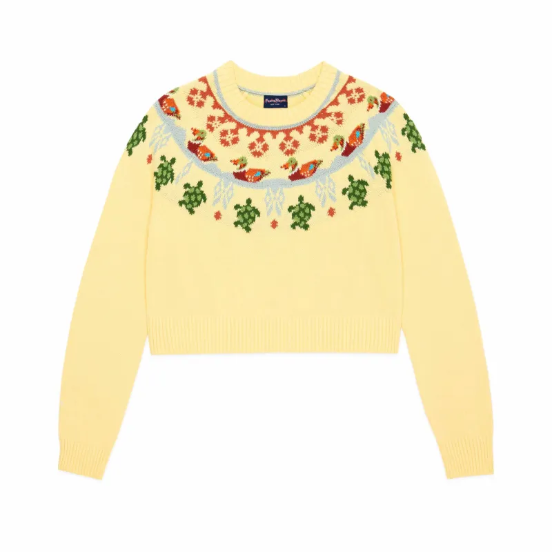 Women's Cotton Fairisle Cropped Sweater Yellow made by Rowing Blazers