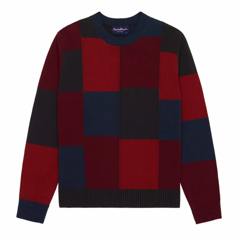 Men's Cotton Patchwork Sweater Brick Patchwork made by Rowing Blazers