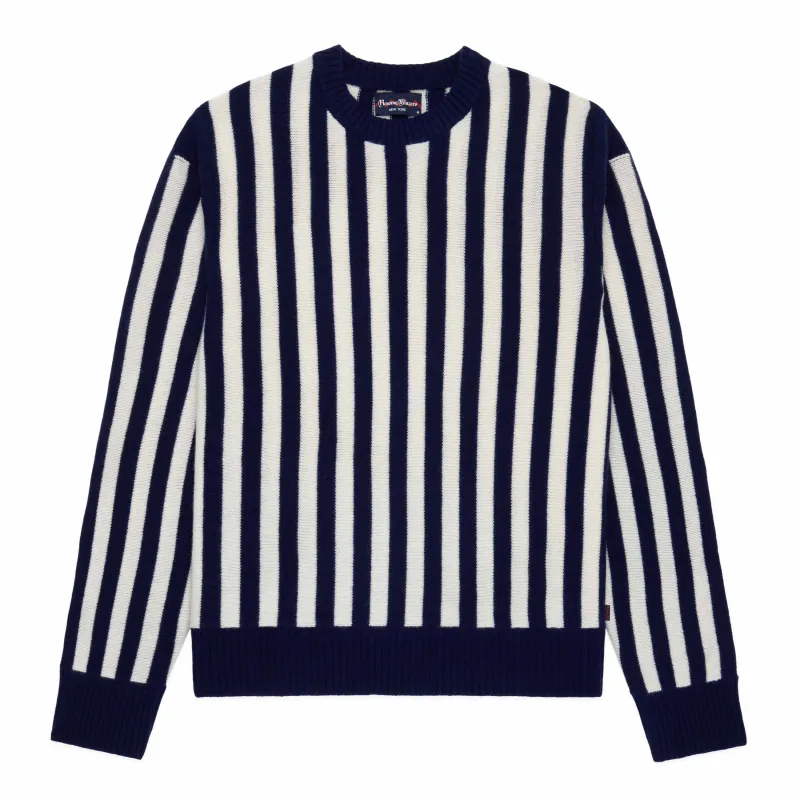 Men's Cashmere Striped Sweater Navy and Cream Stripe sold by Rowing Blazers