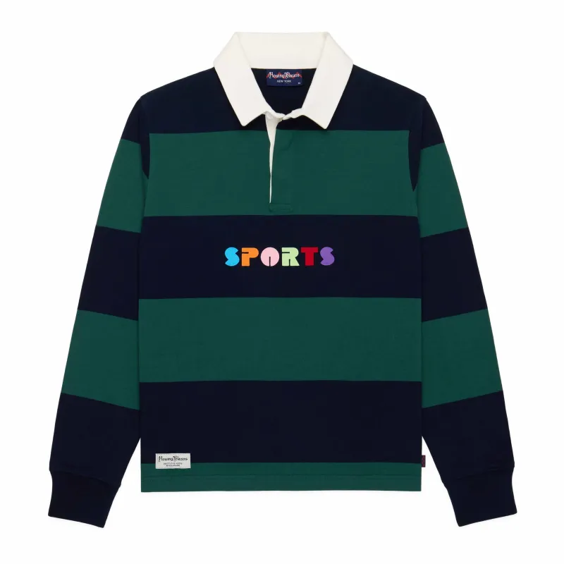 Men's Cotton Striped Sports Retro Rugby Navy Block Stripe sold by Rowing Blazers