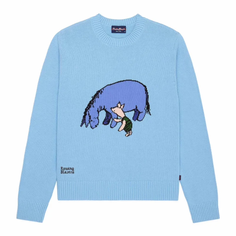 Men's Cotton Eeyore and Piglet Sweater Blue made by Rowing Blazers