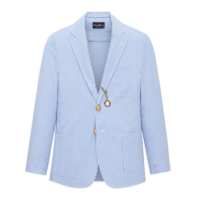 Men's Seersucker Ripley Blazer Blue made by Rowing Blazers