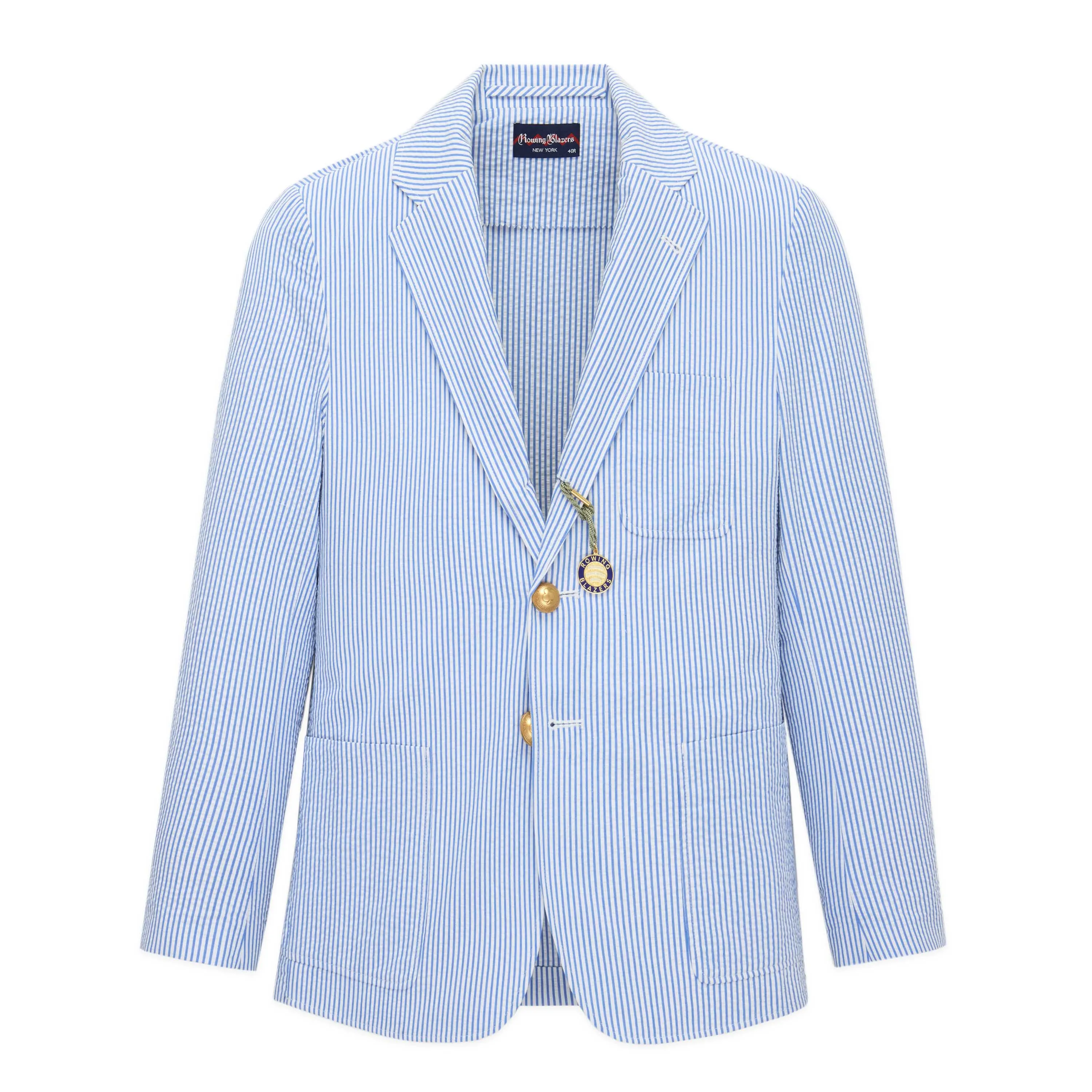 Men's Seersucker Ripley Blazer Blue sold by Rowing Blazers