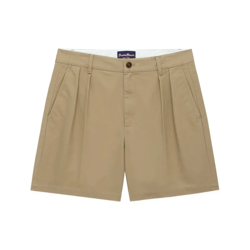 Men's Cotton Twill Pleated Short Khaki sold by Rowing Blazers