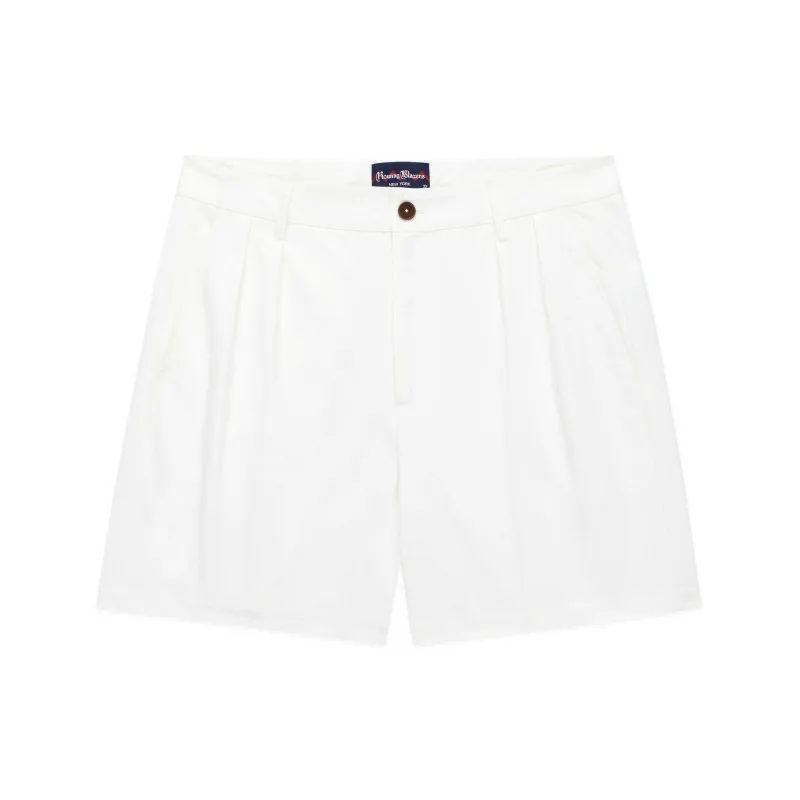 Men's Cotton Twill Pleated Short Off White sold by Rowing Blazers
