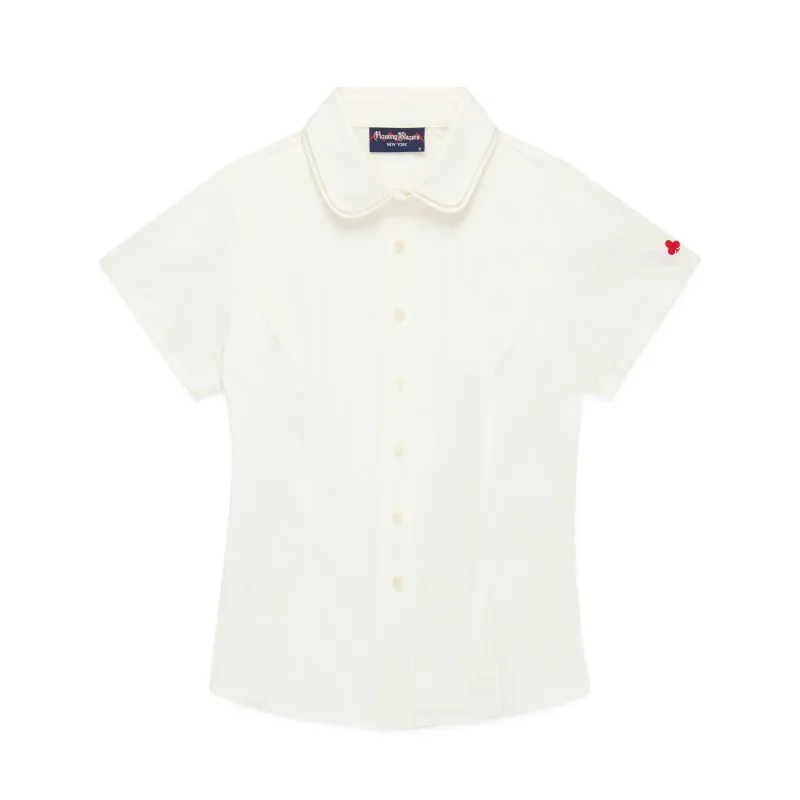 Women's Short Sleeve Double Collar Button Down White made by Rowing Blazers