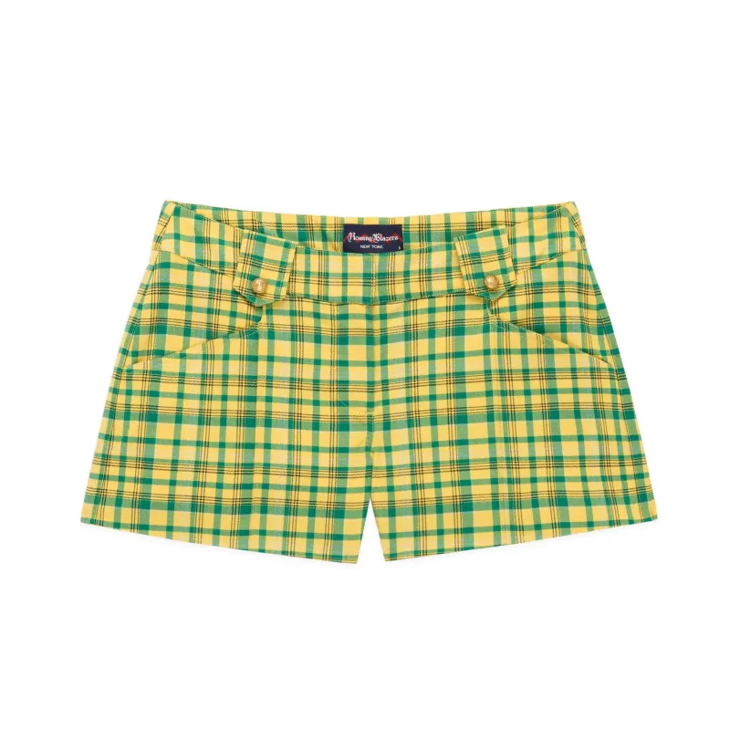 Women's Plain Weave Shorts Yellow Plaid sold by Rowing Blazers