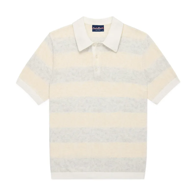 Men's Tonal Striped Polo White sold by Rowing Blazers