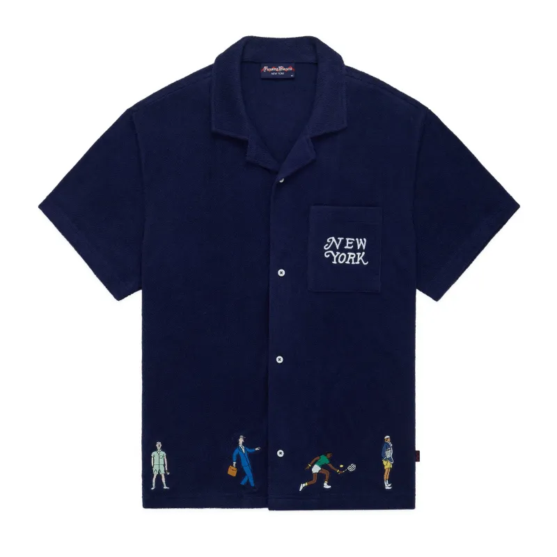 Men's Terry Safari Shirt Evening Blue made by Rowing Blazers