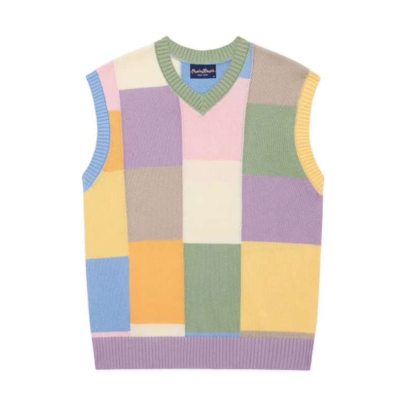 Men's Patchwork Sweater Vest Pastel Patchwork Multi sold by Rowing Blazers