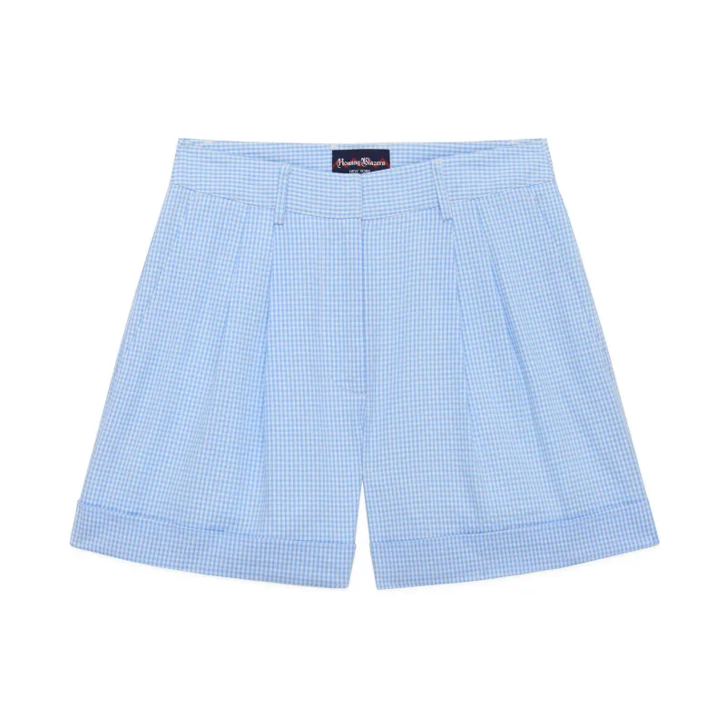 Women's Cotton Gingham Shorts Blue/White Gingham sold by Rowing Blazers