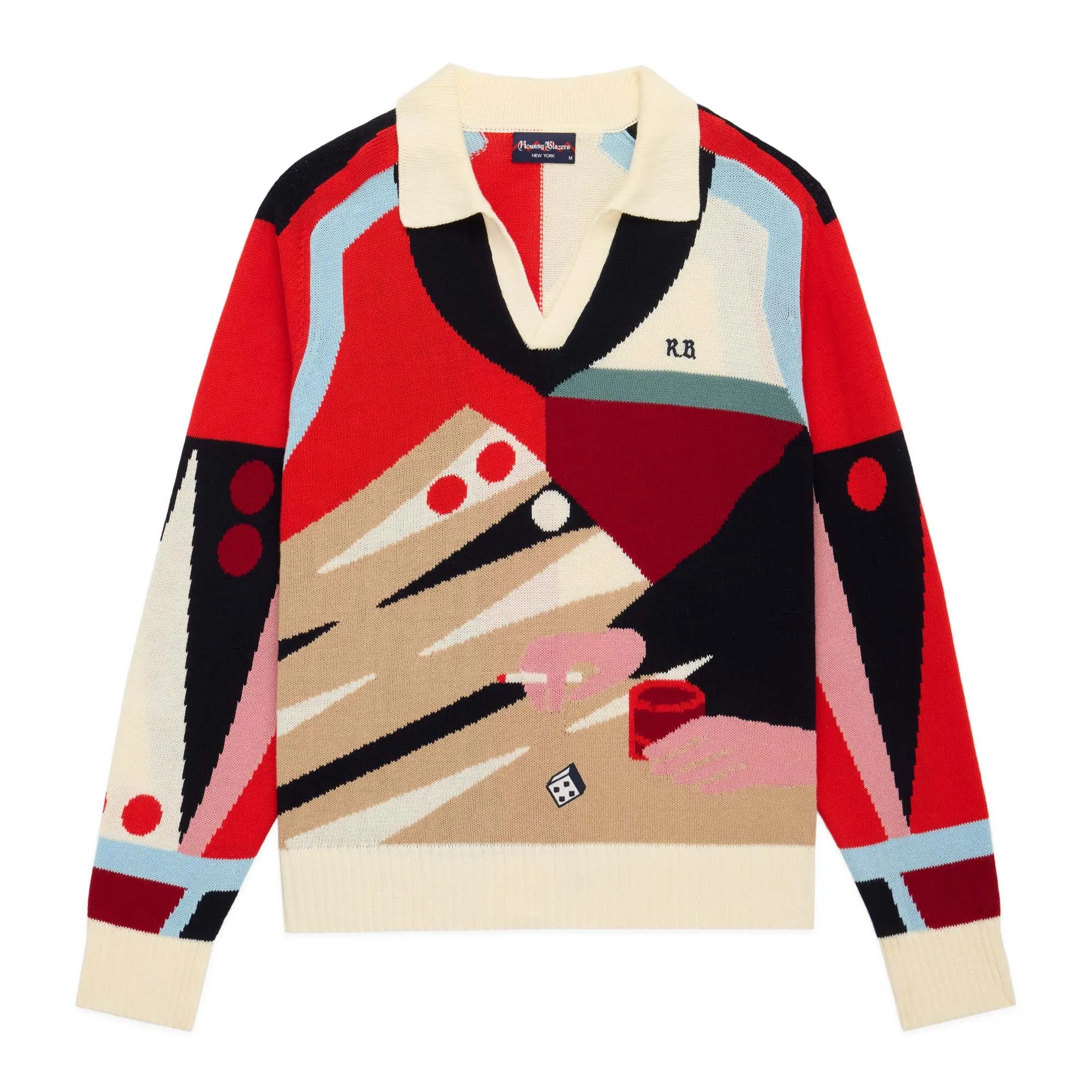 Backgammon Sweater Red Brown Multicolor sold by Rowing Blazers