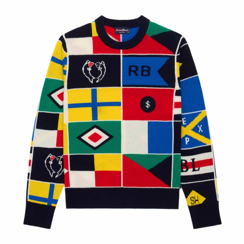 Men's Cashmere Sailing Flag Sweater Multicolor sold by Rowing Blazers