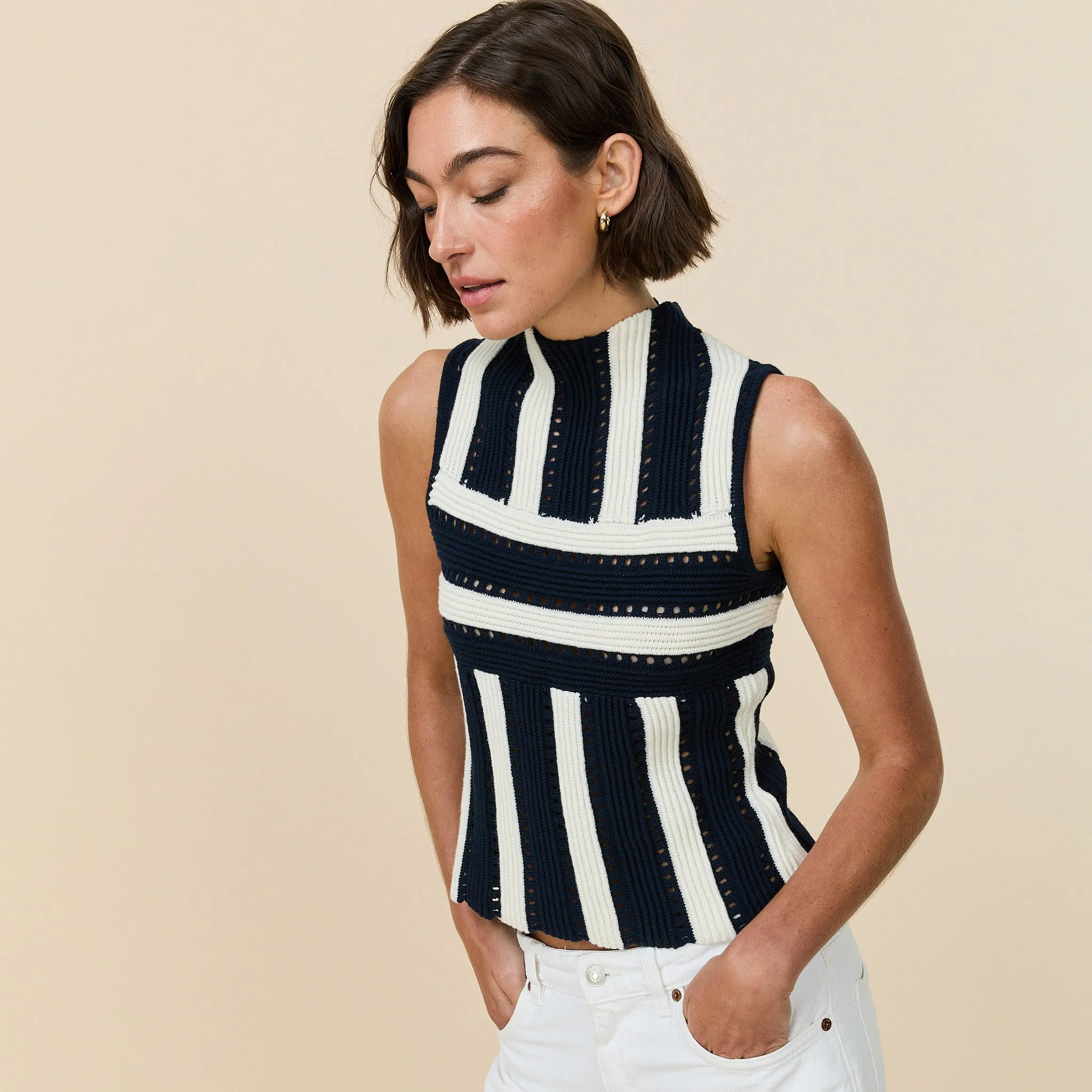 Women's Knit Stripe Tank Navy sold by Rowing Blazers product image thumbnail 2