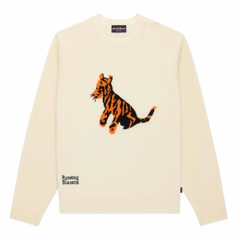 Men's Tigger Cashmere Sweater Ivory made by Rowing Blazers