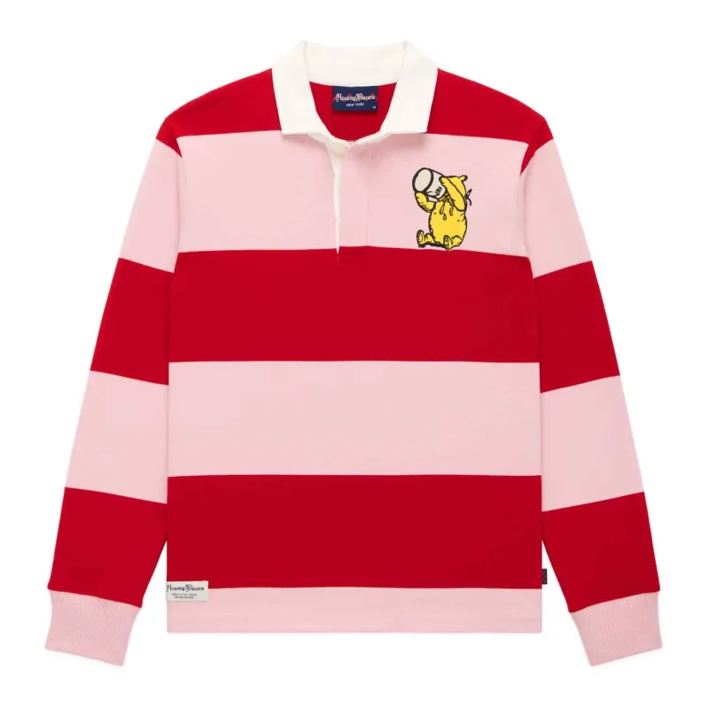 Men's Winnie-the-Pooh Cotton Rugby Red Pink Block Stripe sold by Rowing Blazers