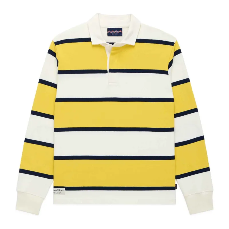 Men's Cotton Tide Stripe Elbow Patch Rugby Yellow Stripe made by Rowing Blazers