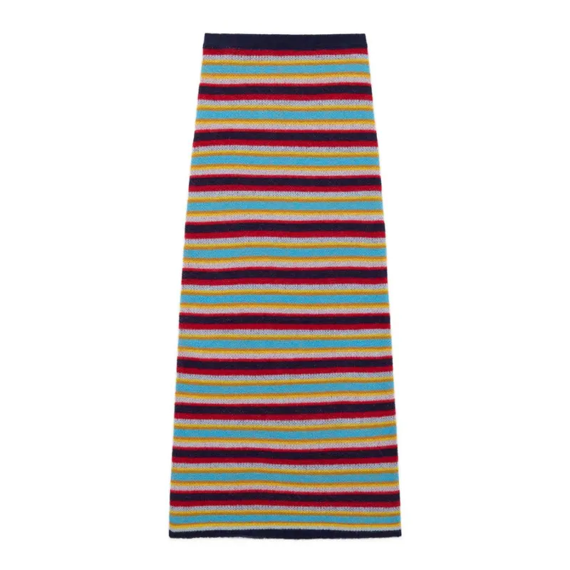 Women's Mohair Stripe Maxi Skirt Blue Red sold by Rowing Blazers