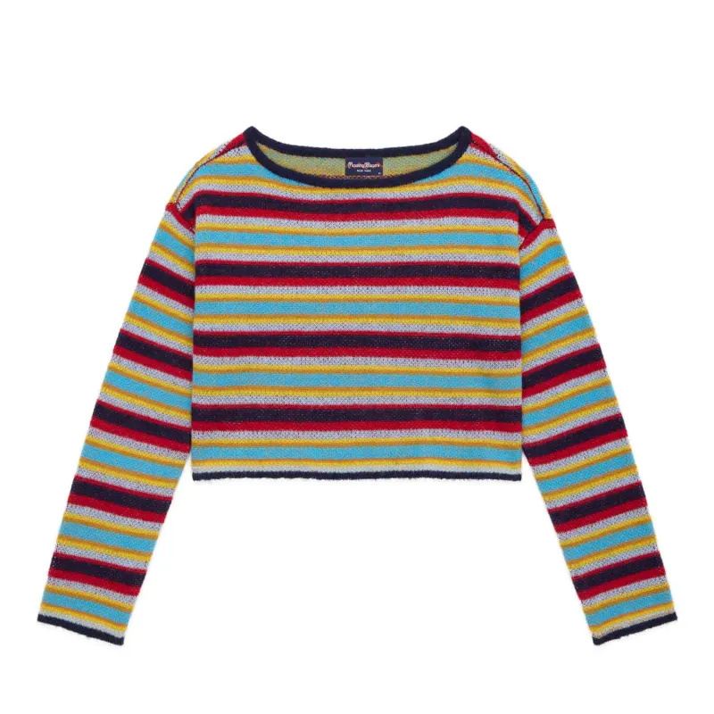 Women's Mohair Stripe Long Sleeve Top Blue Red sold by Rowing Blazers