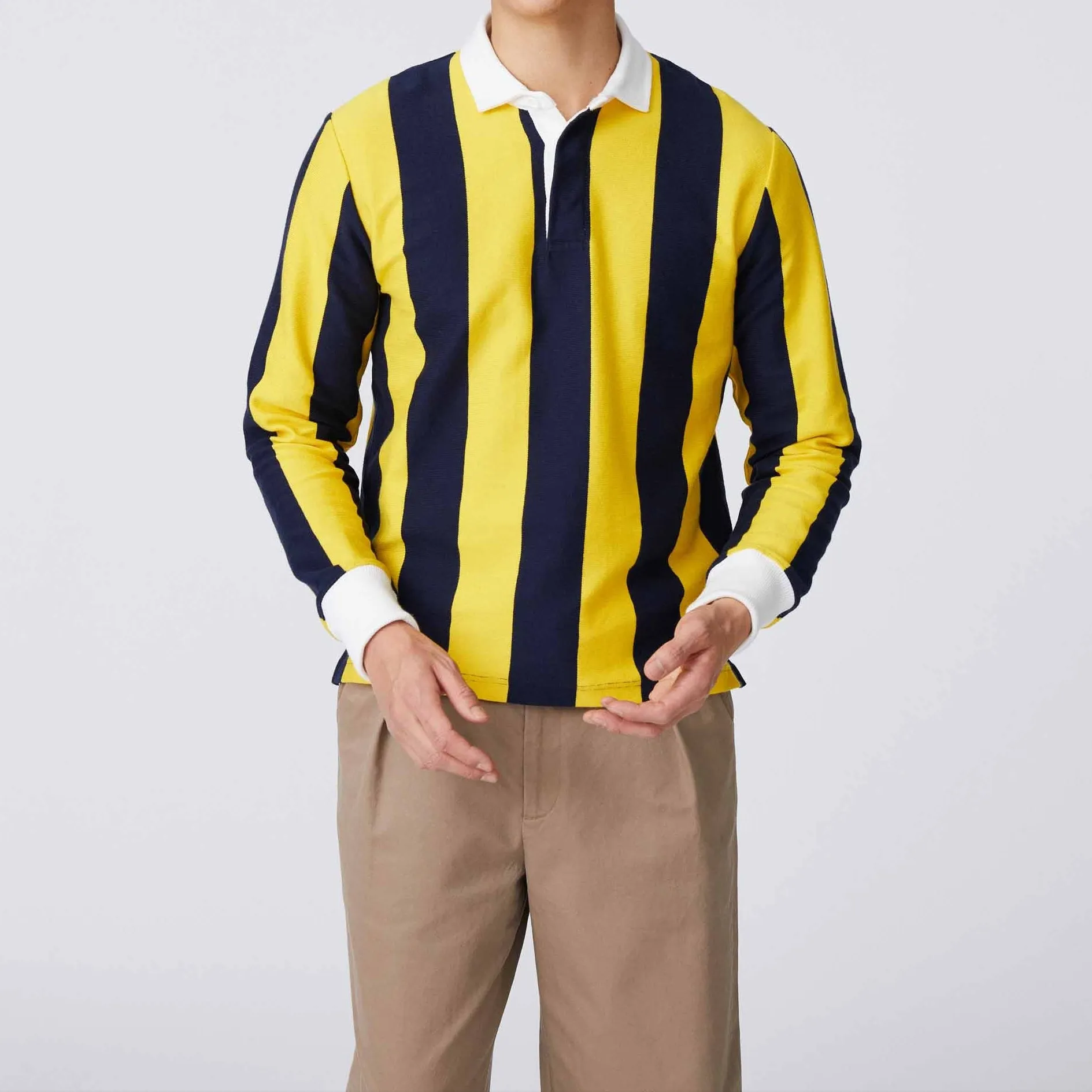 Men's Cotton Navy And Gold Stripe Rugby Navy Gold sold by Rowing Blazers product image thumbnail 3