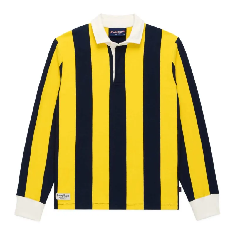 Men's Cotton Navy And Gold Stripe Rugby Navy Gold made by Rowing Blazers