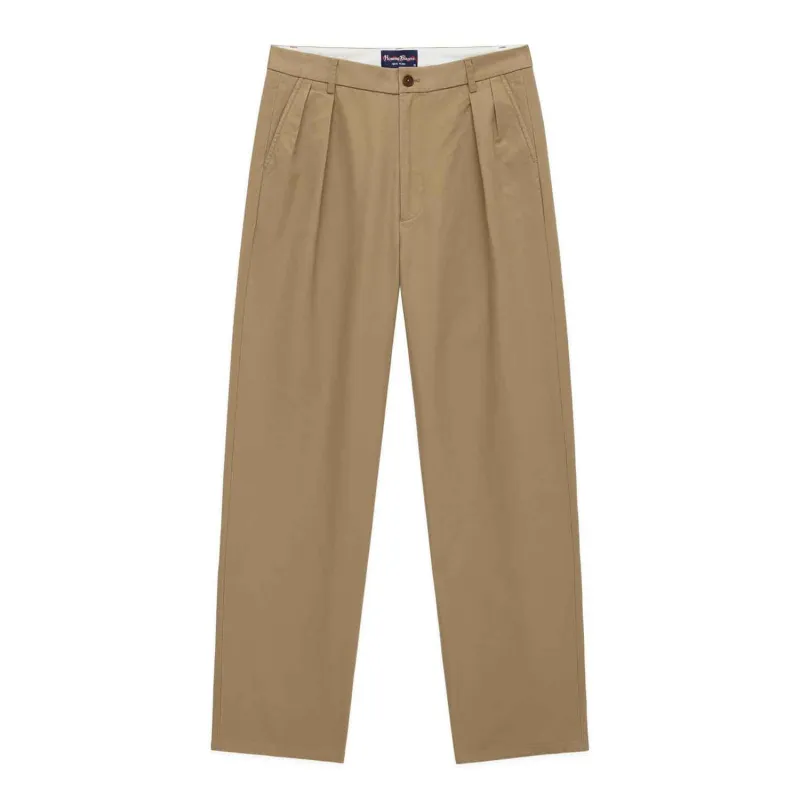 Men's Cotton Twill Pleated Relaxed Pant Khaki sold by Rowing Blazers