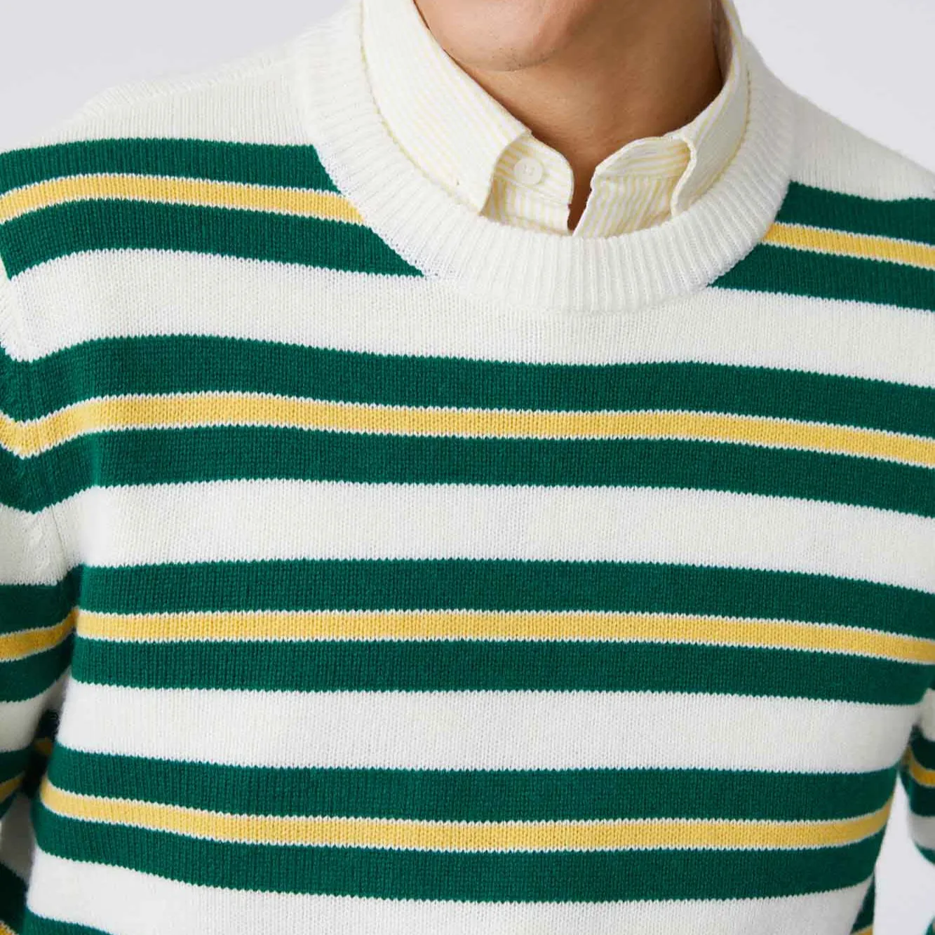 Men's Cashmere Stripe Sweater Green Yellow sold by Rowing Blazers product image thumbnail 2