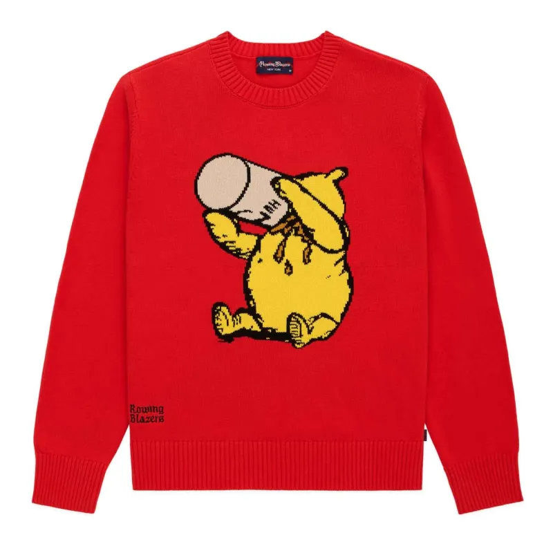 Winnie-the-Pooh Cotton Sweater Cherry Red made by Rowing Blazers