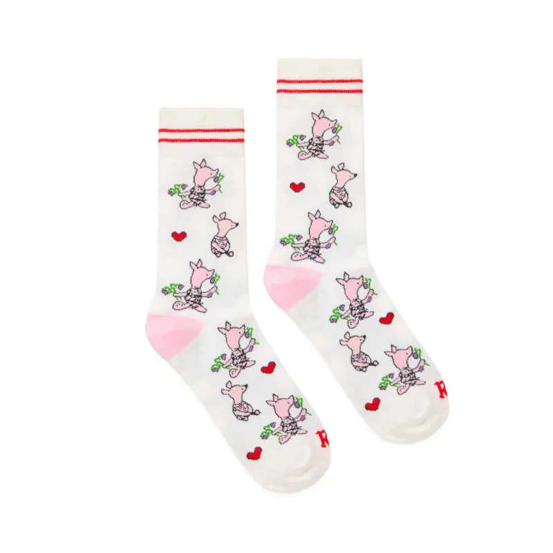 Piglet Valentine's Day Socks White sold by Rowing Blazers
