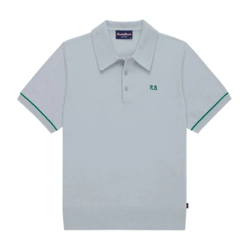 Cashmere Short Sleeve Polo Light Grey made by Rowing Blazers