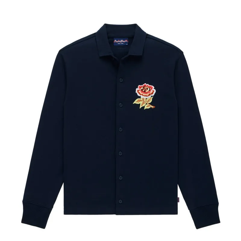 Men's Cotton Roses Over Shirt Navy sold by Rowing Blazers