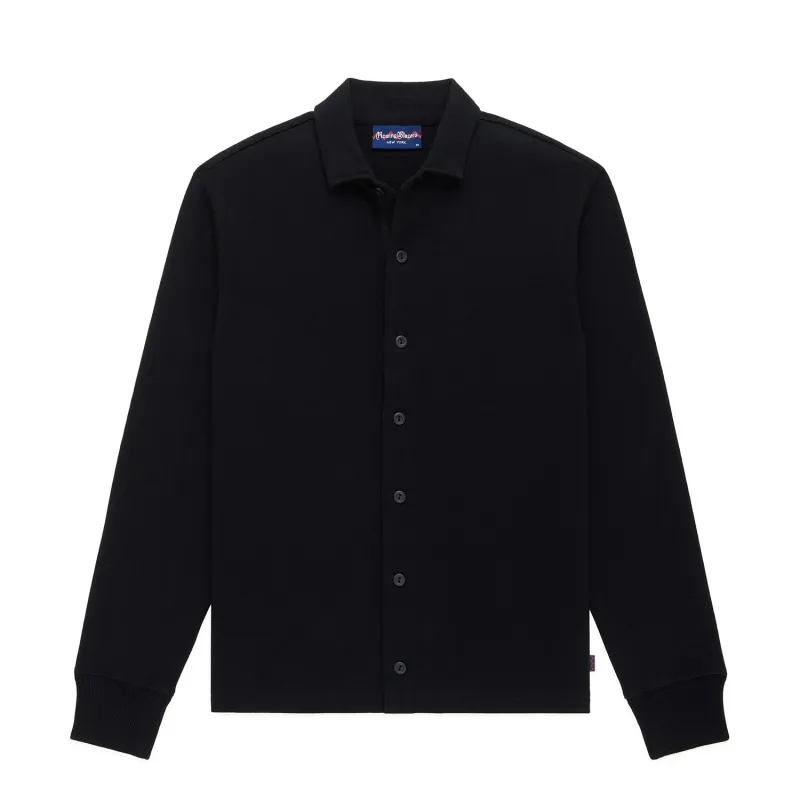 Men's Cotton Solid Over Shirt Black made by Rowing Blazers