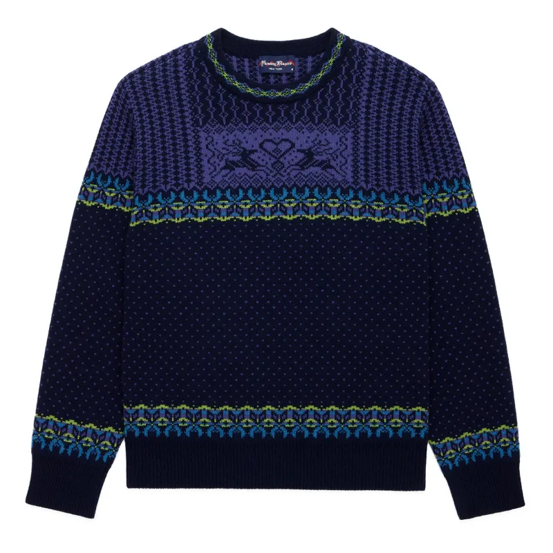 Men's Cashmere Nordic Fairisle Sweater Navy sold by Rowing Blazers