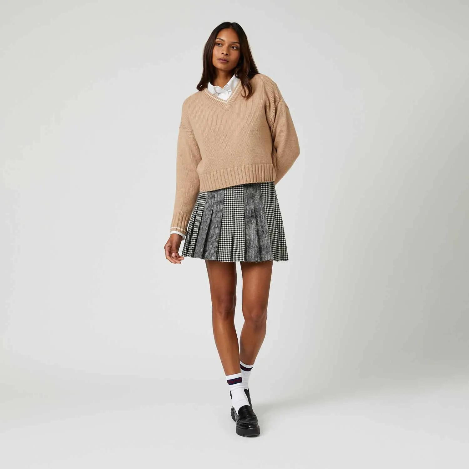 Women's Cashmere Callie V Neck Sweater Camel sold by Rowing Blazers product image thumbnail 4