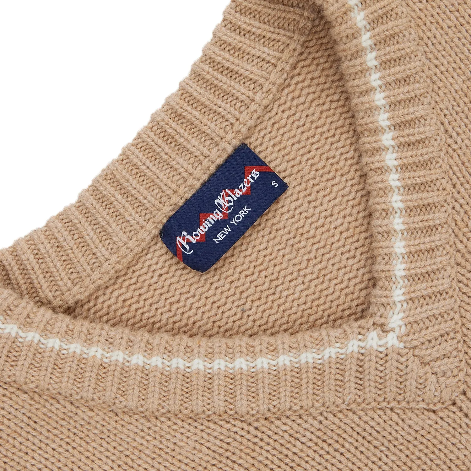 Women's Cashmere Callie V Neck Sweater Camel sold by Rowing Blazers product image thumbnail 3