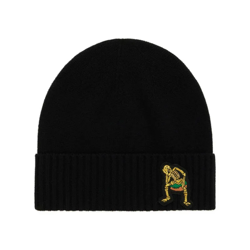 Derry Bones Santa Beanie Black made by Rowing Blazers