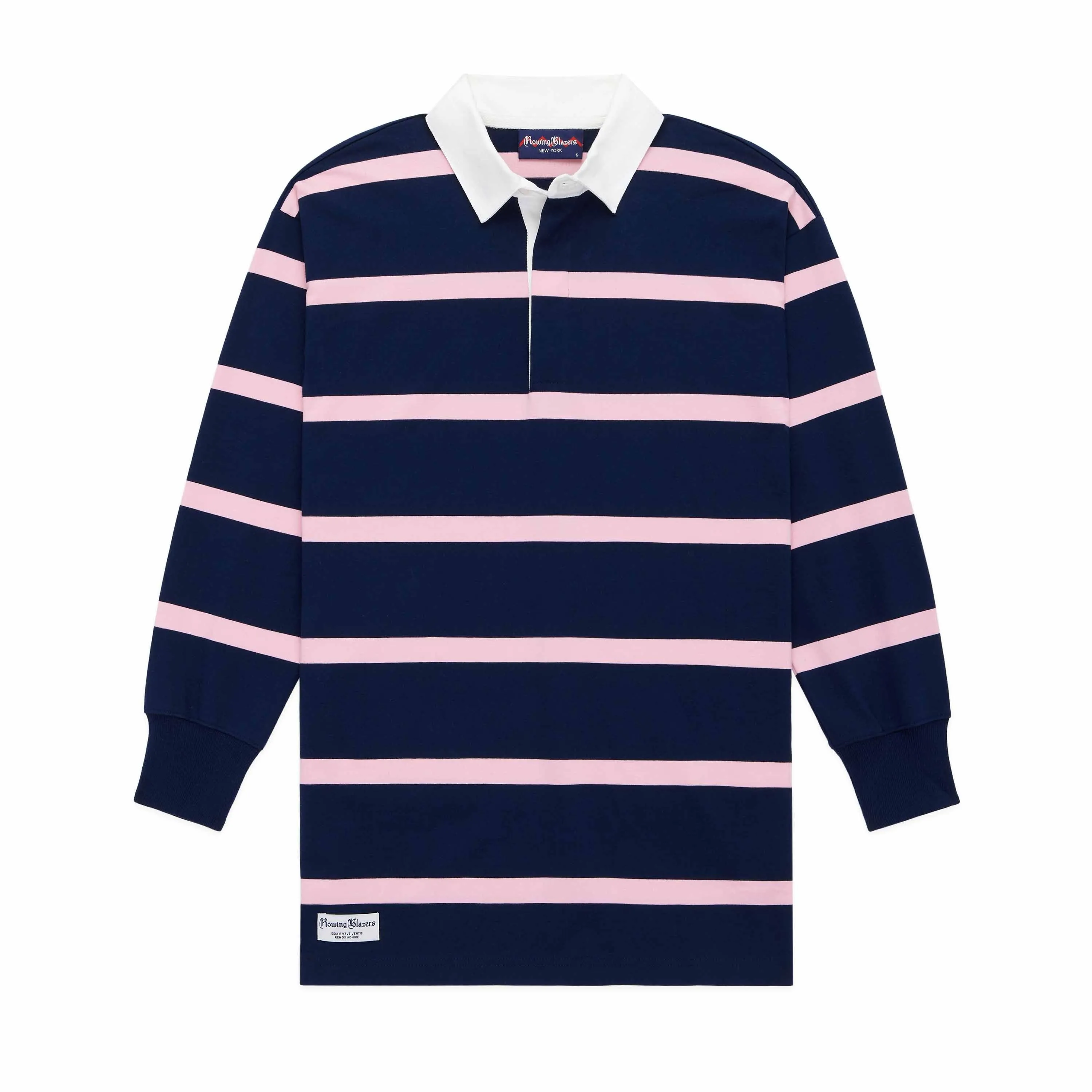 Women's Cotton Stripe Rugby Dress Pink and Navy sold by Rowing Blazers