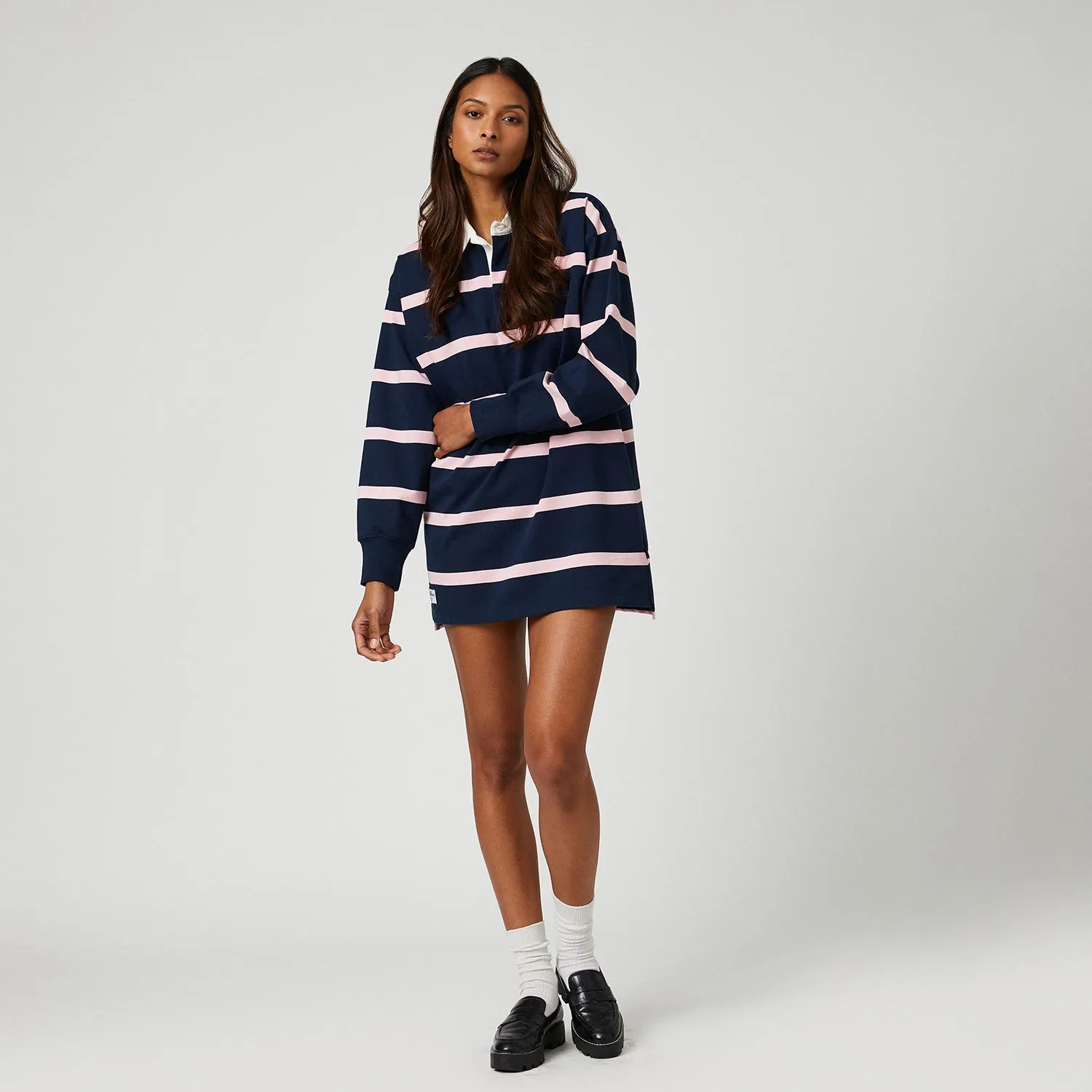 Women's Cotton Stripe Rugby Dress Pink and Navy sold by Rowing Blazers product image thumbnail 2