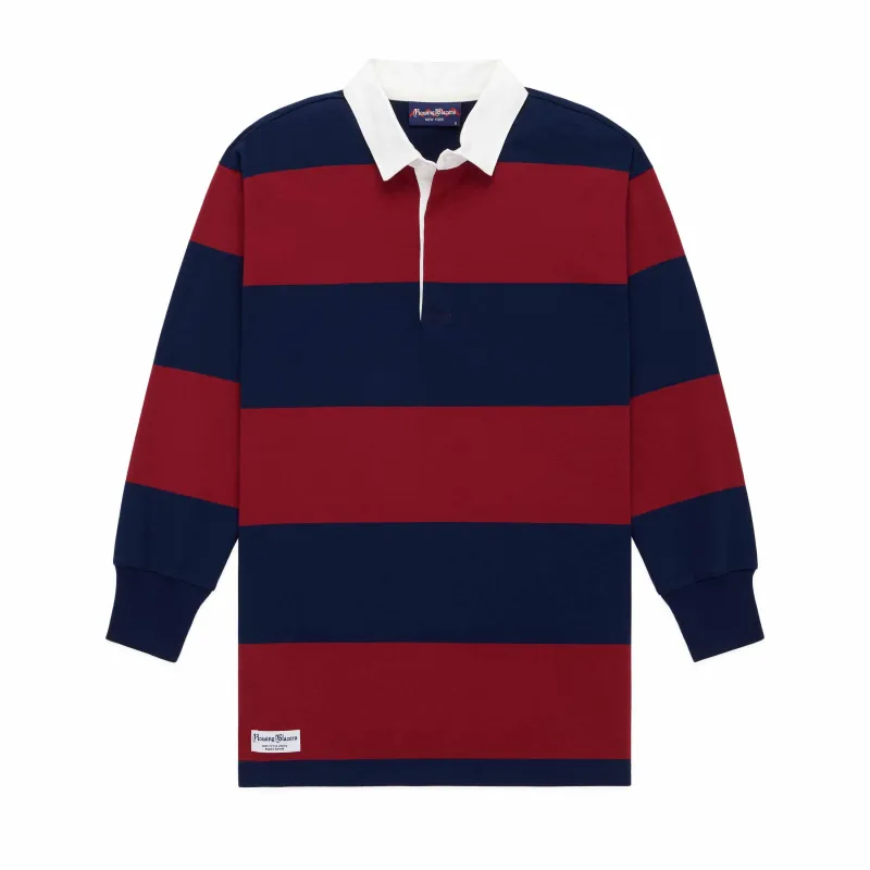 Women's Cotton Stripe Rugby Dress Navy Burgundy sold by Rowing Blazers
