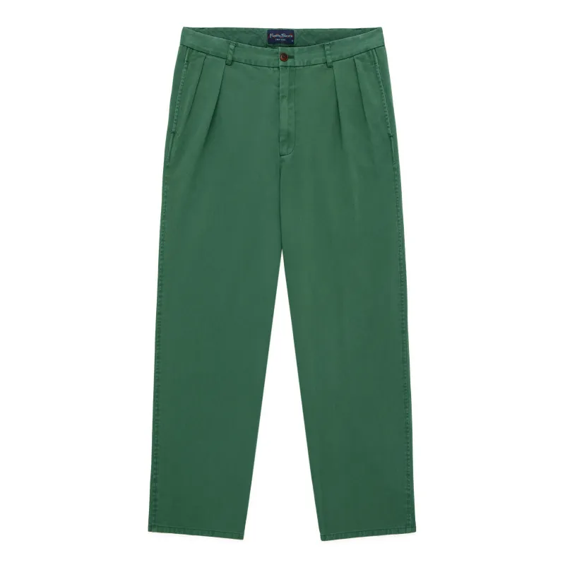 Men's Pleated Relaxed Trouser Washed Green sold by Rowing Blazers