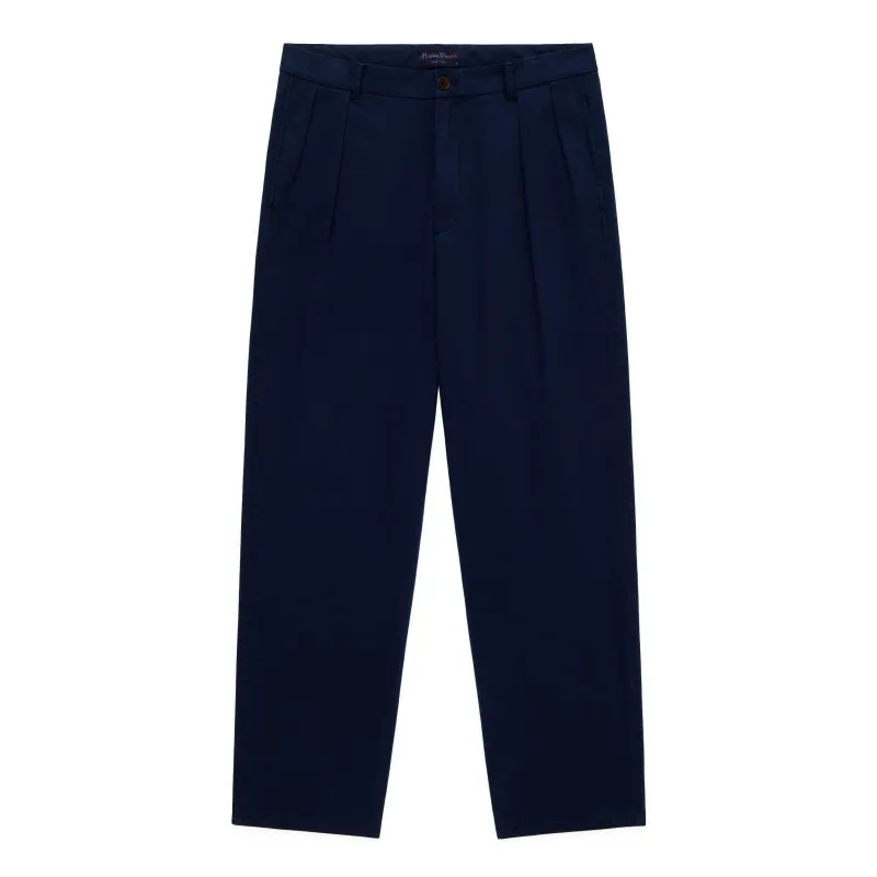 Men's Pleated Relaxed Trouser Navy '32 Inseam sold by Rowing Blazers