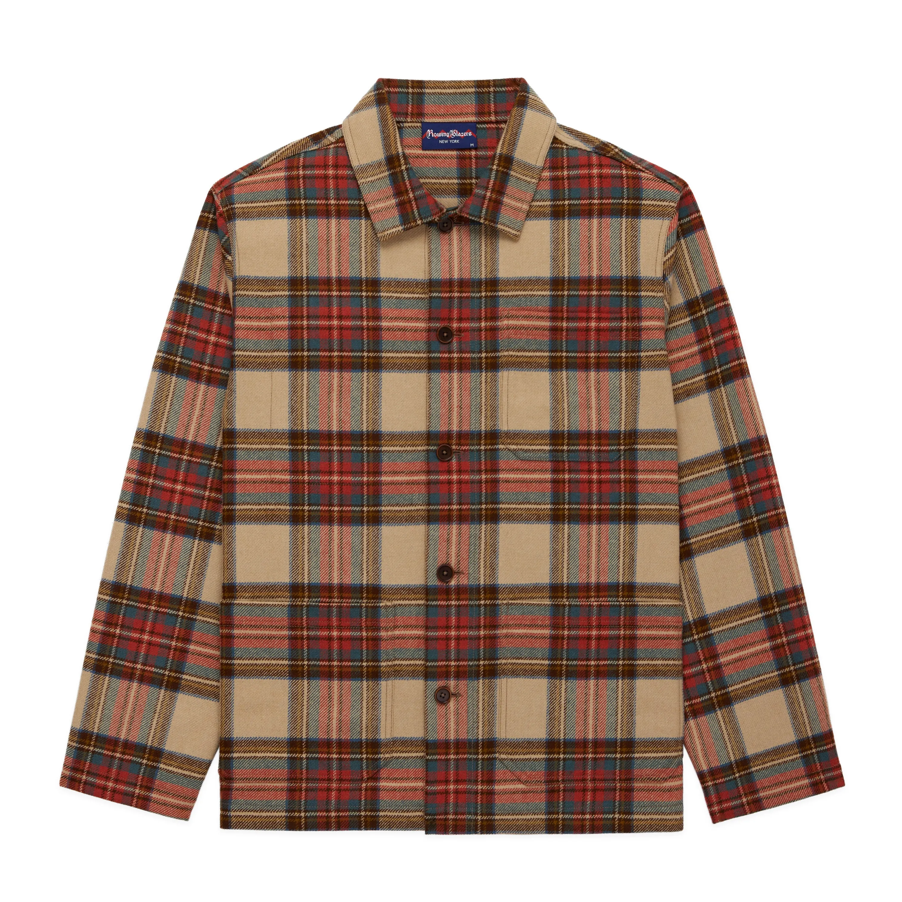 Men's Wool Stewart Tartan Chore Jacket Neutral Plaid sold by Rowing Blazers