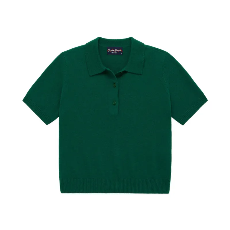 Women's Cashmere Sweater Polo Collegiate Green sold by Rowing Blazers